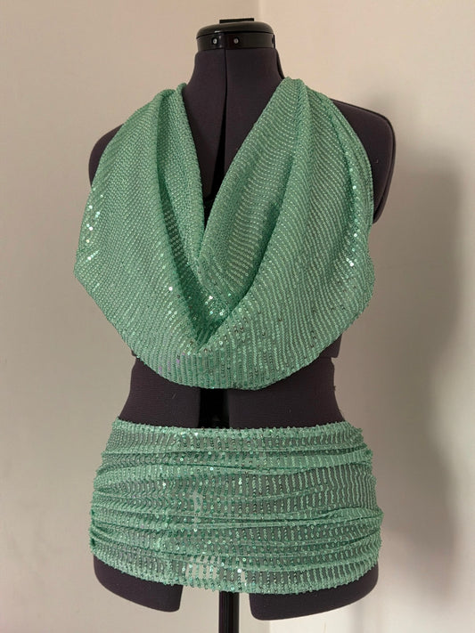 GREEN SEQUIN CO ORD (SIZE 6)